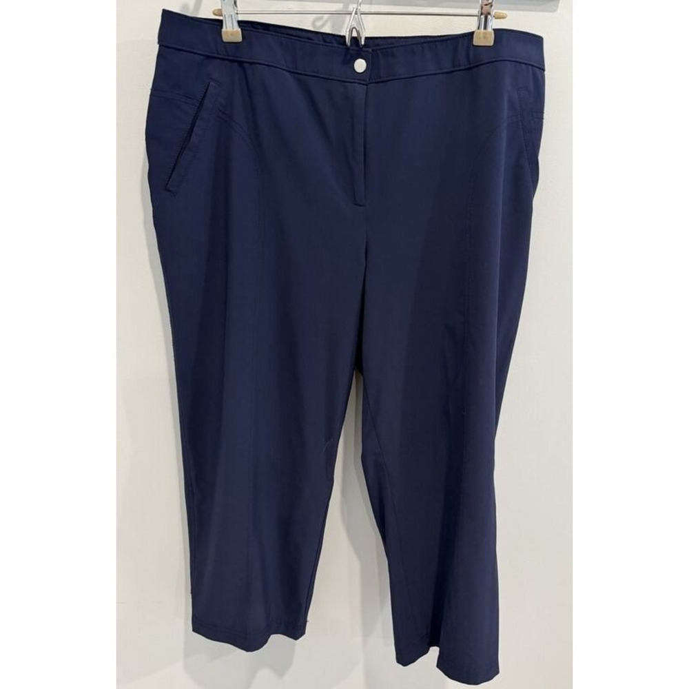 Weekends by Chicos Navy Blue Crop Pants Performance Stretch Size 3‎